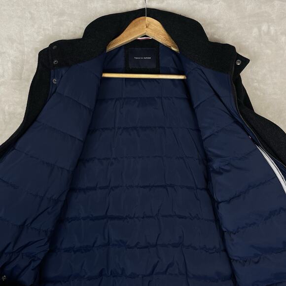 Tommy Hilfiger Men's 40L Wool Mix Overcoat Puffer Quilt Pilot Charcoal *no hood* - Picture 9 of 16